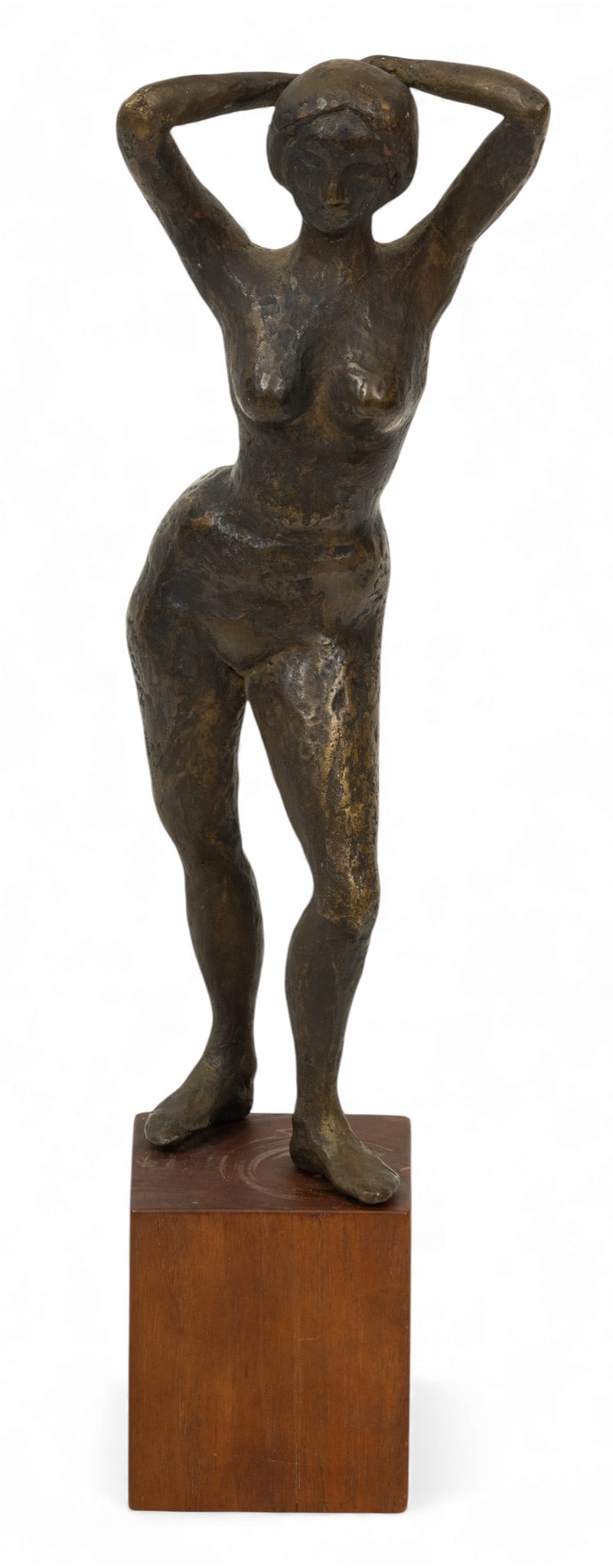 Mid Century Bronze Sculpture of a Standing Female Nude, Ca. Mid 20th C., H 11.5" W 4" (1 of 4)