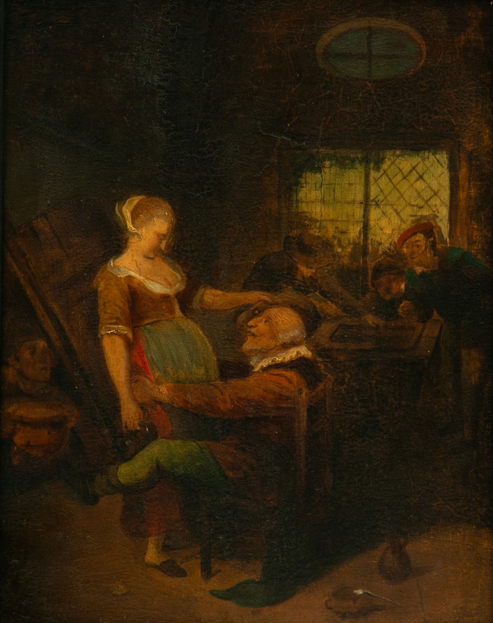 In the Manner of Jan Steen Oil on Wood Panel H 10.75" W 8.25": In the Manner of Jan Steen Oil on Wood Panel H 10.75" W 8.25" This work was executed on early 18th c. or late 17th c. panel. The quality is very fine. Provenance: Property from the Estate of a Promin