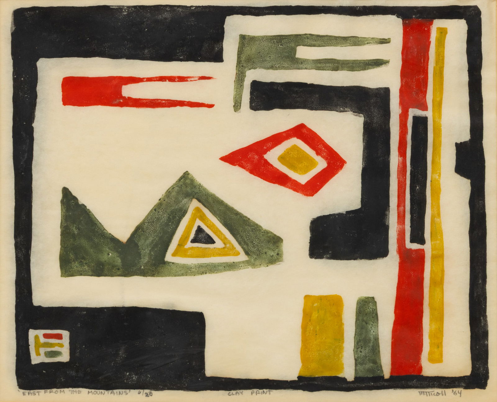 Marion Florence (MacKay) Nicoll (Canadian, 1909-1985) Color Clay Print on Rice Paper, 1964, 'East fr (1 of 5)