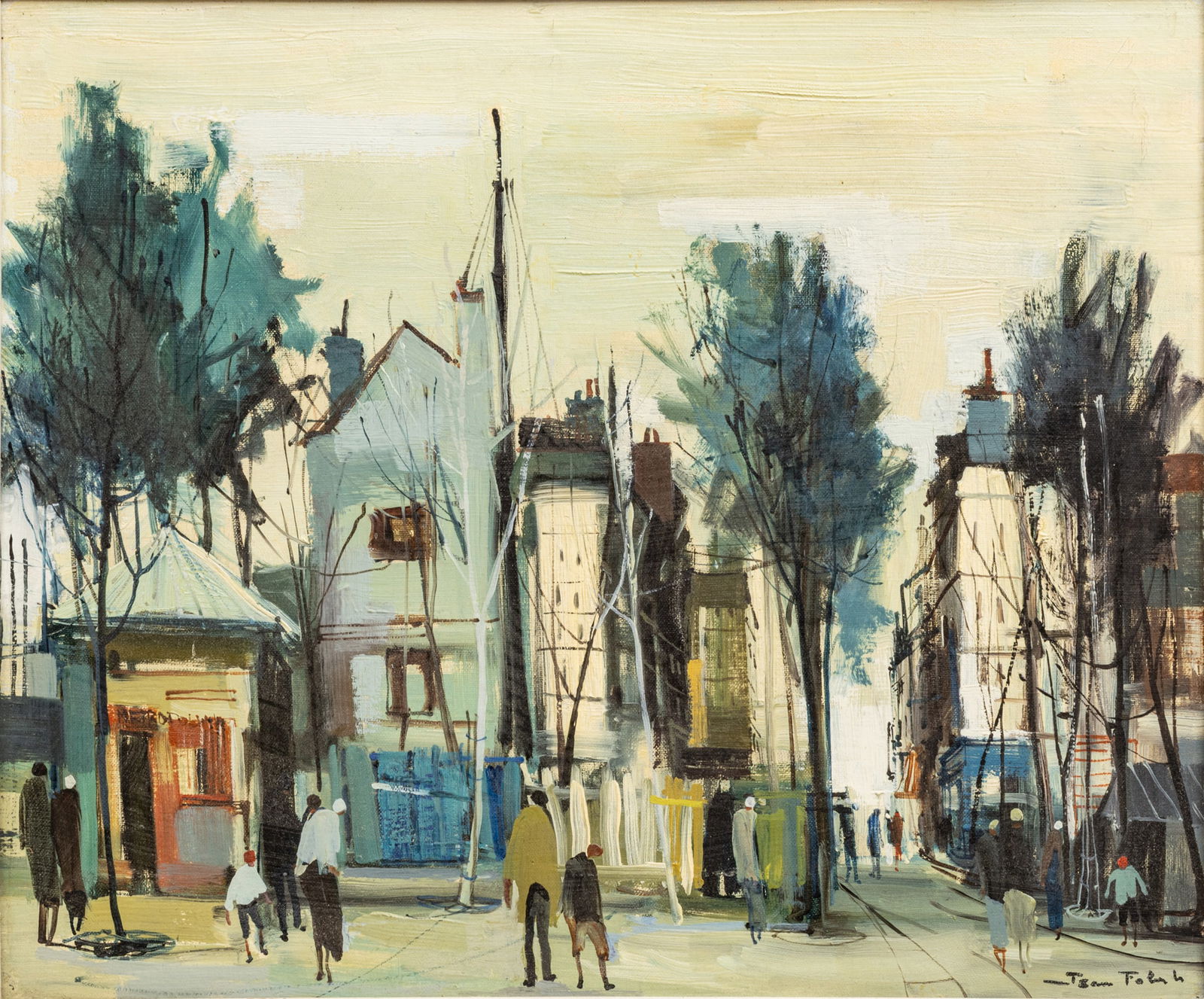 Jean Fabert Limbert (French 20th C.) Oil on Canvas 1960, 'Quai De L'Arsenal, Paris', H 18" W 21.5" (1 of 10)