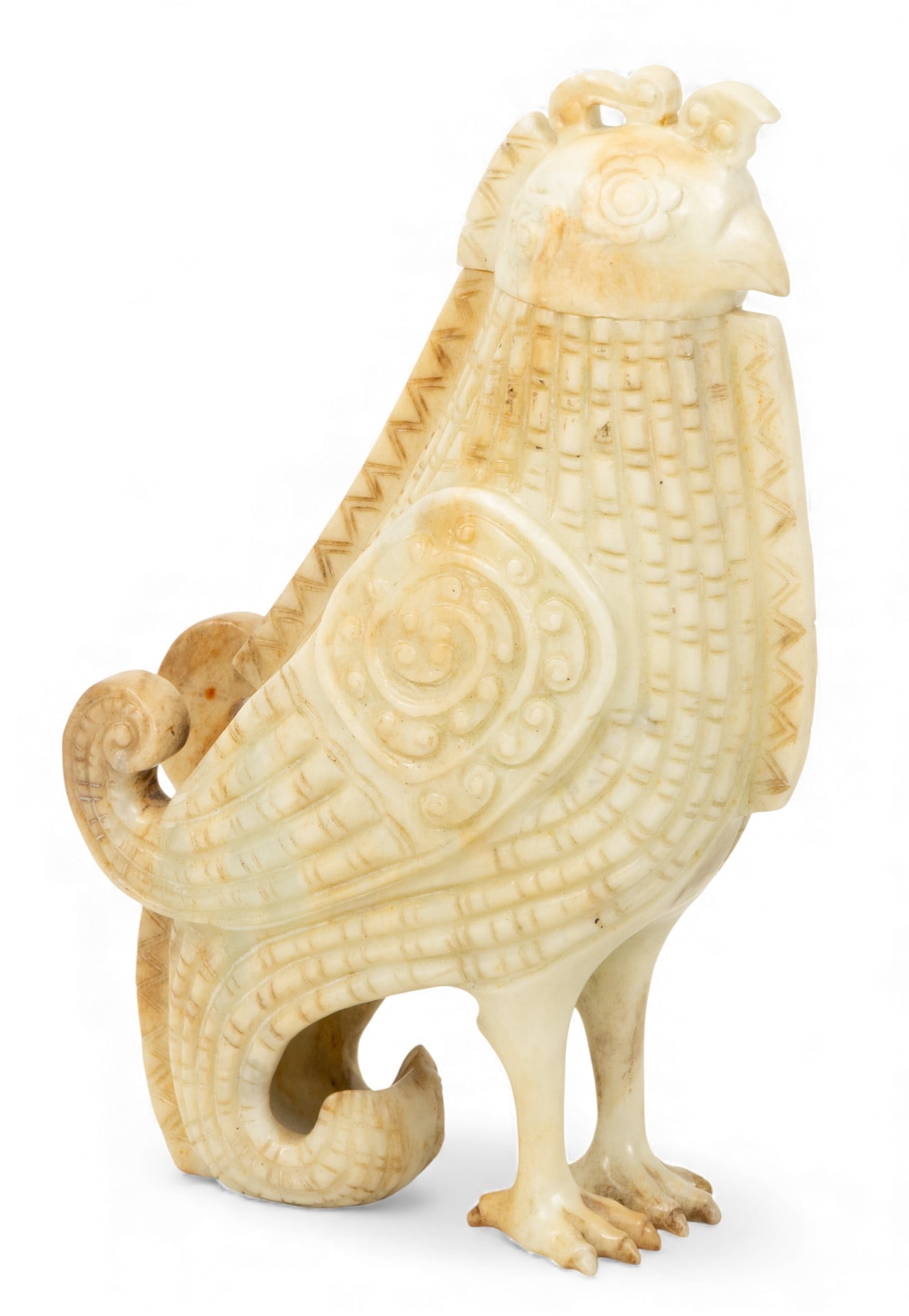 Chinese Carved Soapstone Bird-form Vessel, 20th C., H 8" W 2.5" L 5.5" (1 of 5)