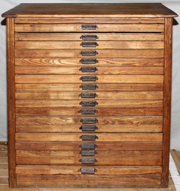 HAMILTON MFG CO. OAK PRINTER'S CABINET, H 43" - May 17 ...