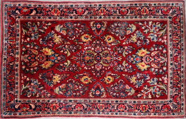 SAROUK PERSIAN RUG, C. 1930, 4' 2" X 3' 0": SAROUK PERSIAN RUG, C. 1930, 4' 2" X 3' 0":