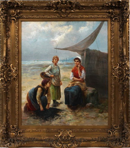 L Laurenty Oil On Canvas Dutch Seashore Scene May 19 2013