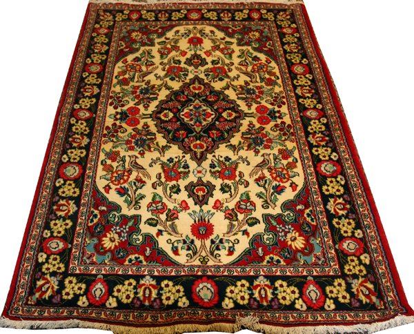 QUM MOHAIR RUG, 6' 5" X 4' 2": QUM MOHAIR RUG, 6' 5" X 4' 2":