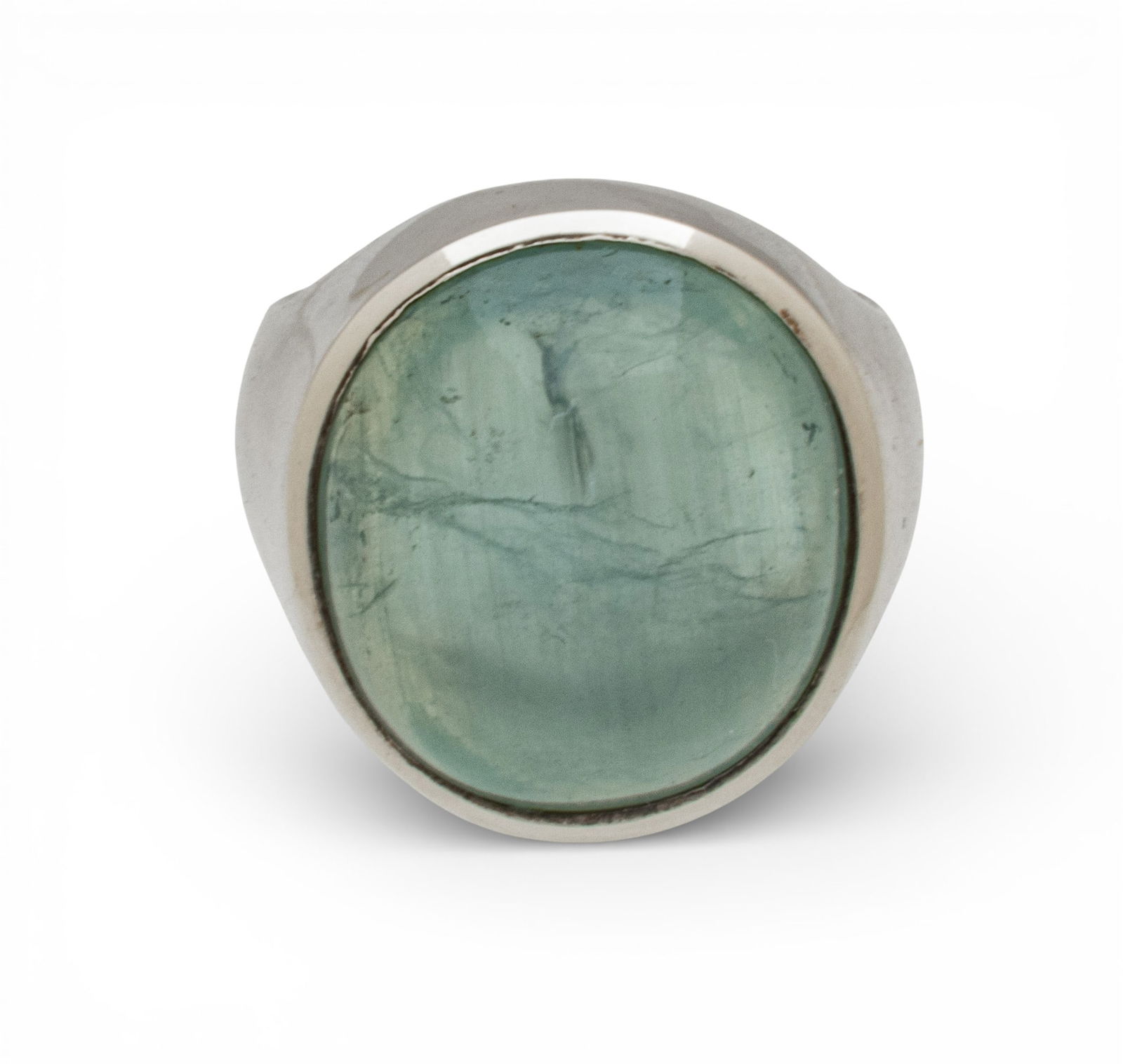 Cat's Eye Aquamarine 23ct. Ring, Sterling Silver Setting, Size 7, GIA Report (1 of 8)