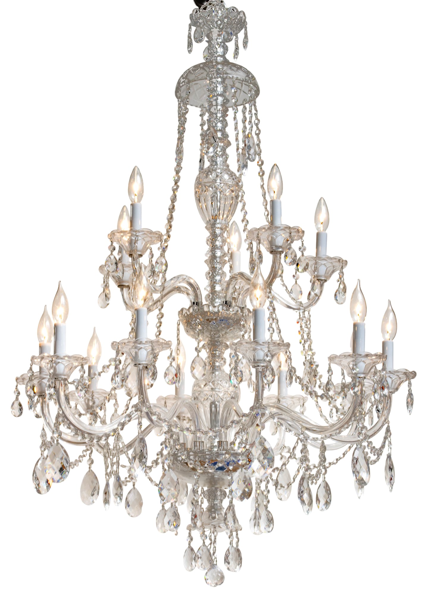 Schonbek "Sterling" Collection 15 Light Bavarian Crystal Chandelier 20th C., H 48" Dia. 31" (1 of 8)