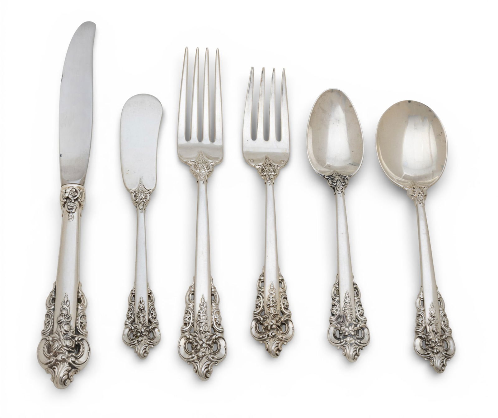 Wallace Grande Baroque Sterling Silver Flatware Service for 12, 86.5 t oz 72 PCS (1 of 5)