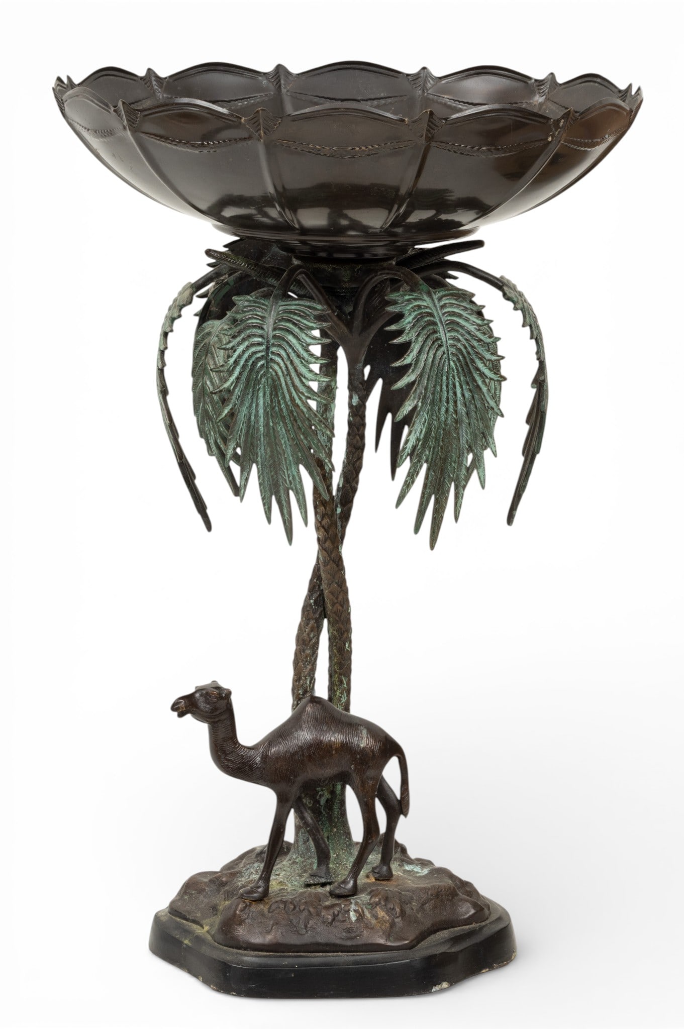 Egyptian Revival Style Bronze Camel Centerpiece Compote H 20" Dia. 13" (1 of 6)