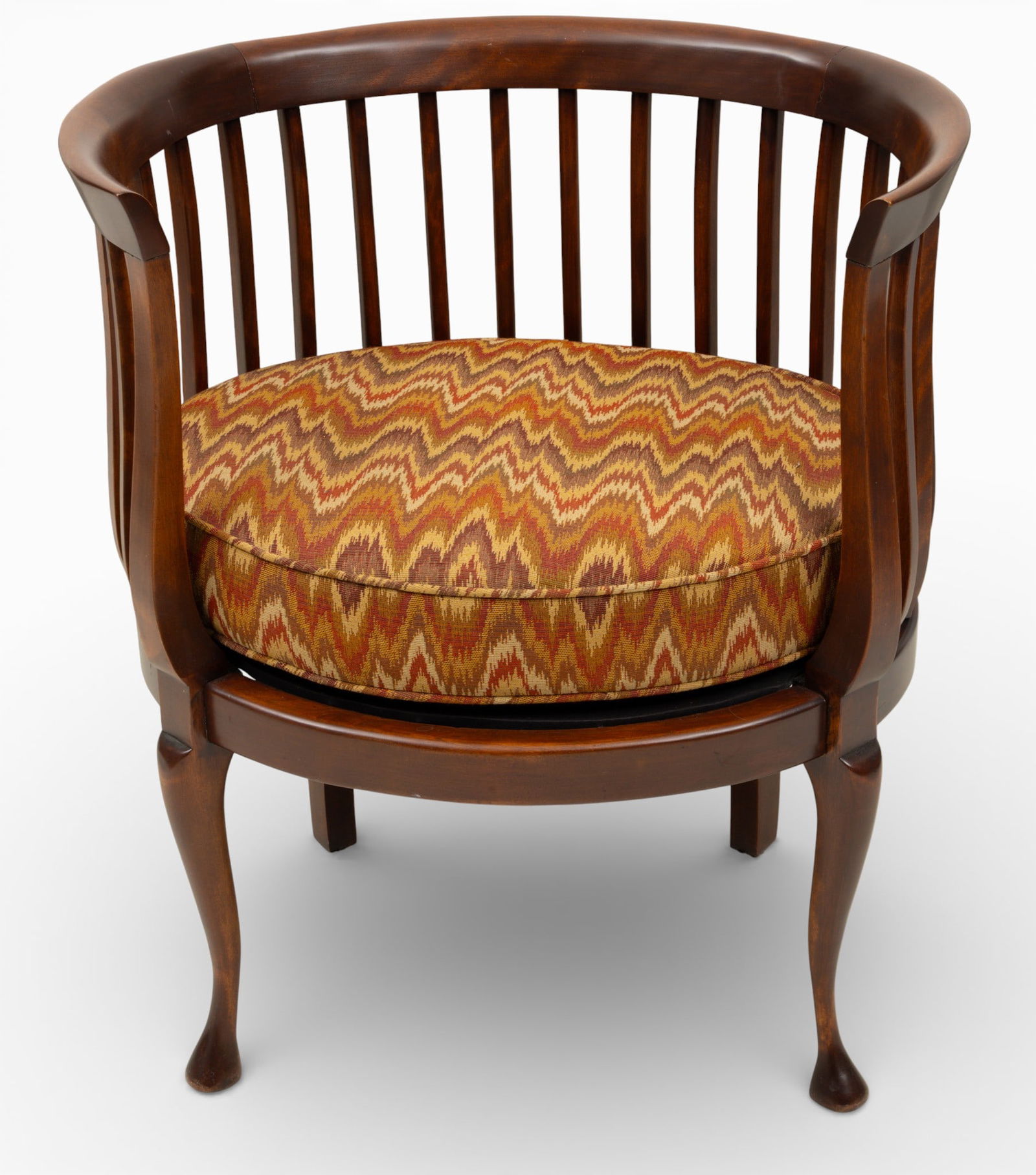 English Mahogany Barrel Back Armchair 1910, H 31" W 27" Depth 21" (1 of 4)
