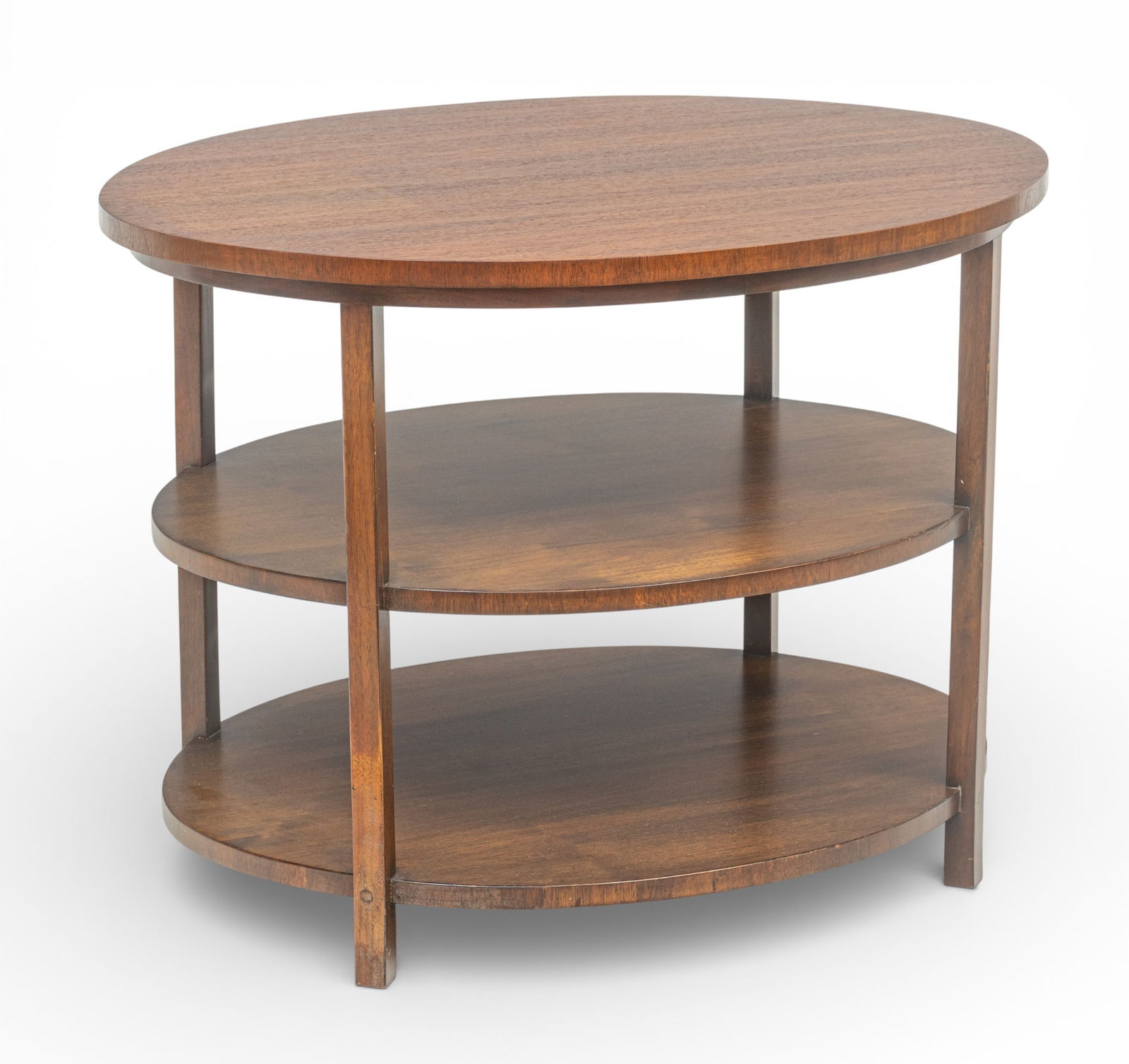 Three-Tier Mahogany Side Table, Ca. 20th C, H 22.25" W 30" Depth 24" (1 of 6)