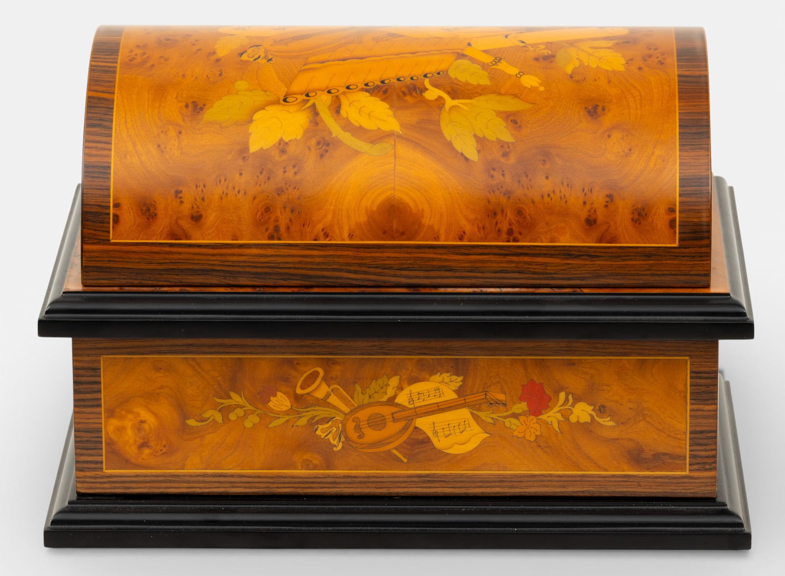Reuge Marquetry Inlaid Disc Music Box H 8.5" W 12.5" Depth 8.75" (1 of 6)