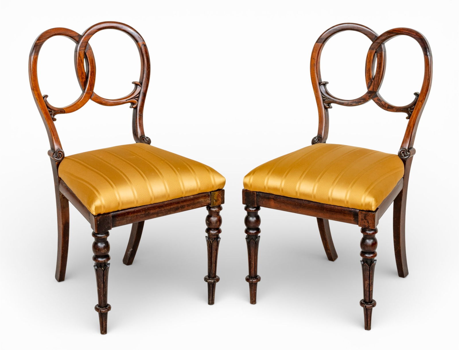 Rosewood Side Chairs, Ca. 1870, H 30" W 17.25" Depth 18" 1 PAIR (1 of 8)