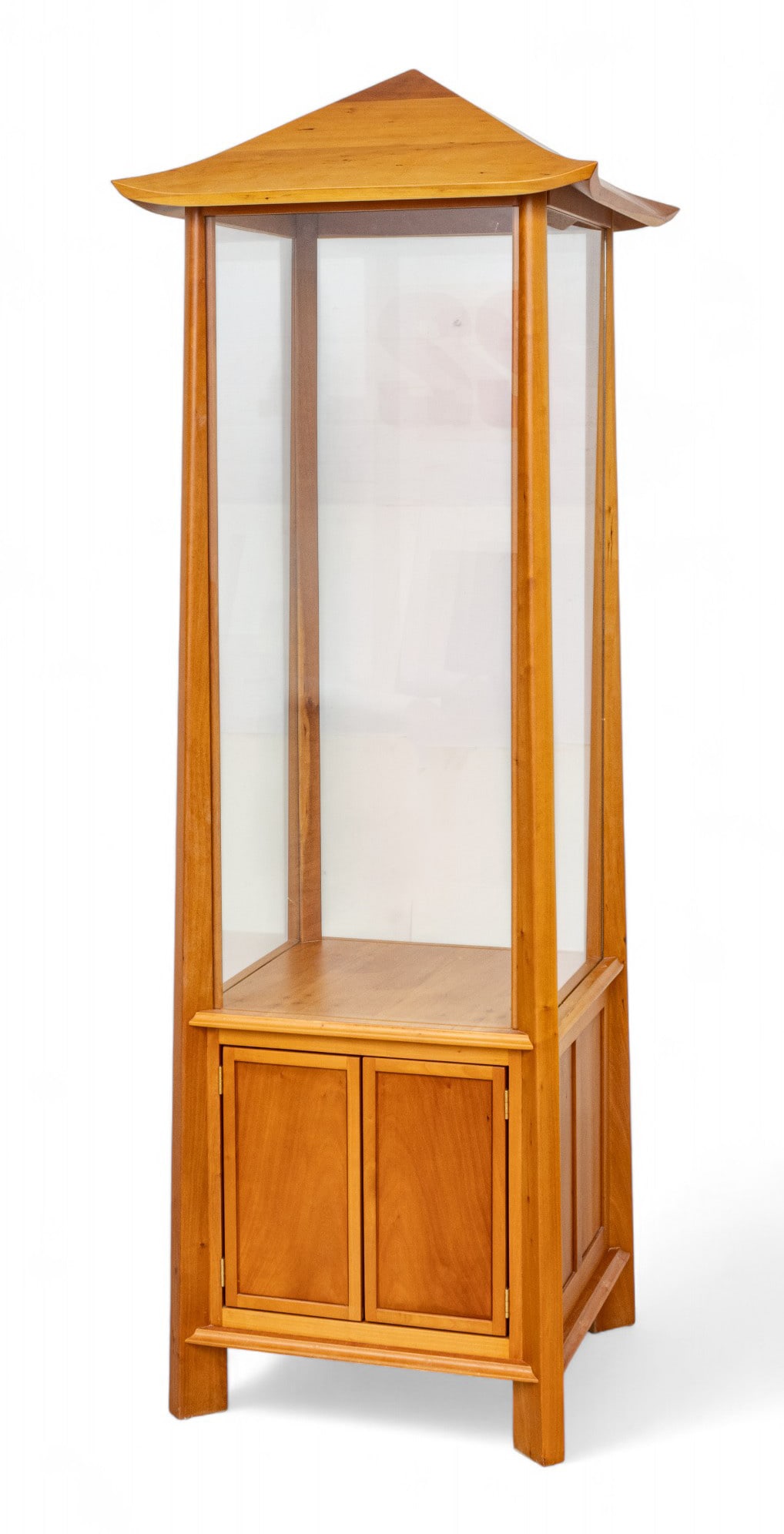 Pagoda-Style Maple Display Cabinet H 75" W 25.5" L 25.5" (1 of 7)