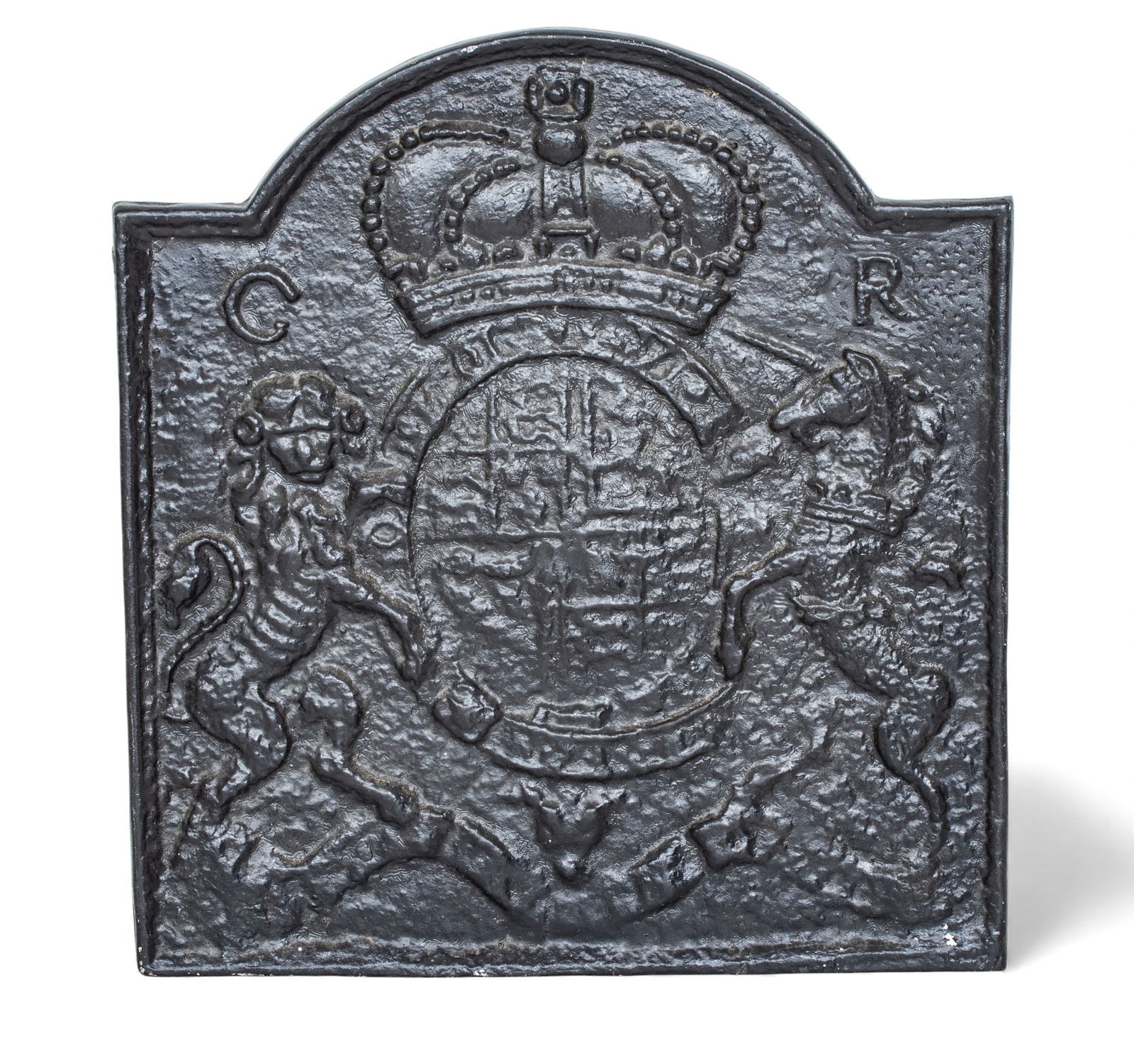 Colonial Williamsburg Cast Iron Thomas Elsley Design Fireback 20th Cent., H 23.75" W 21.75" (1 of 6)