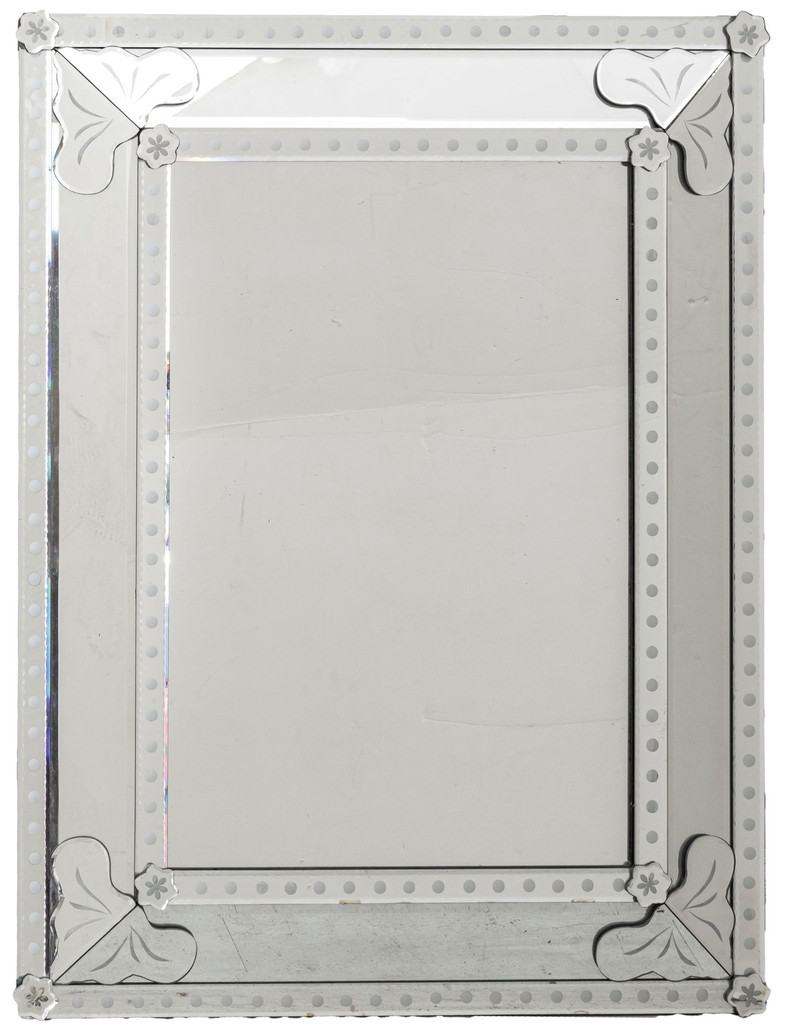 Venetian Art Deco Style Glass Mirror 20th Cent., H 38" W 29" (1 of 3)