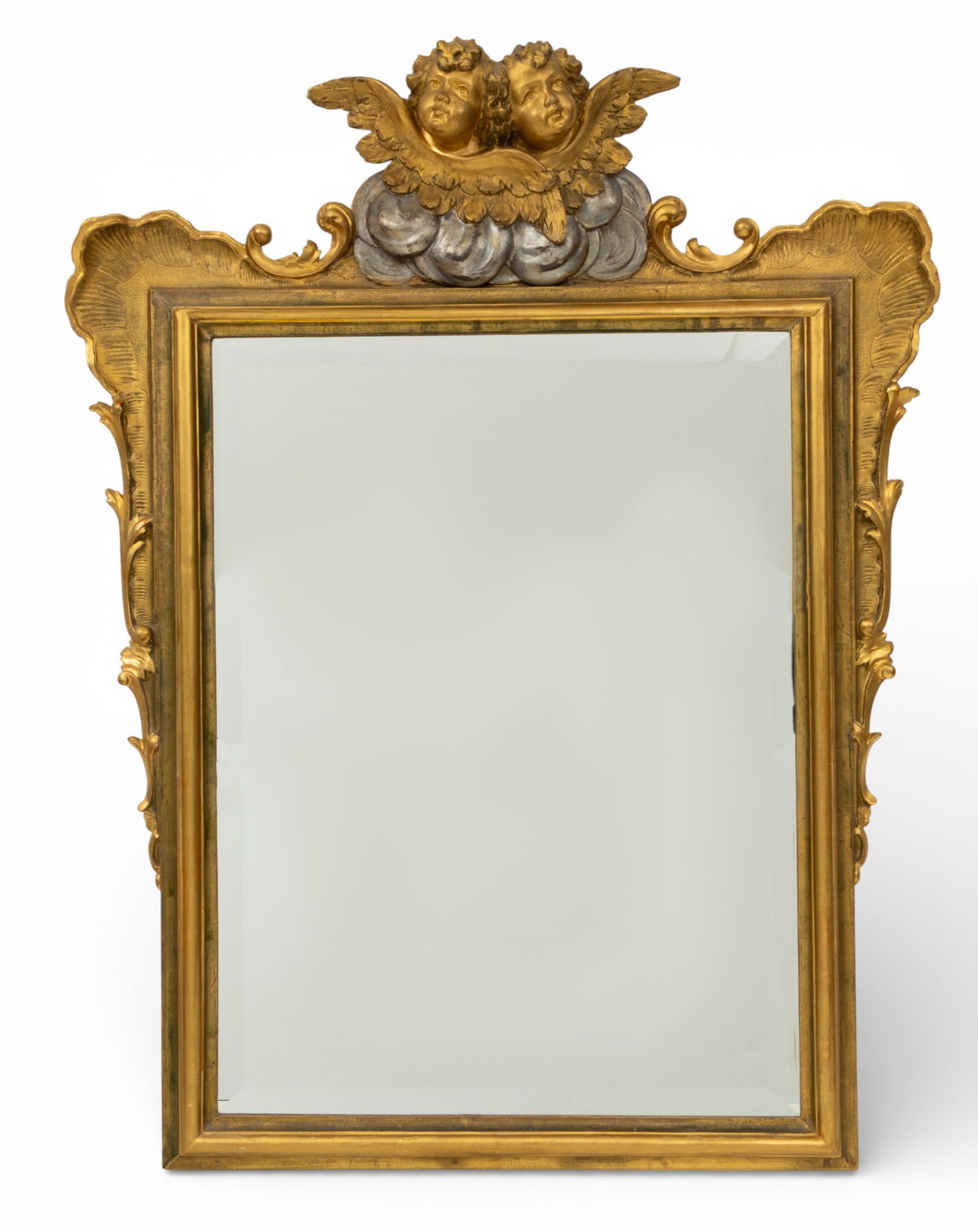 Italian Rococo Style Giltwood Mirror, 20th C., H 36" W 36.5" (1 of 4)