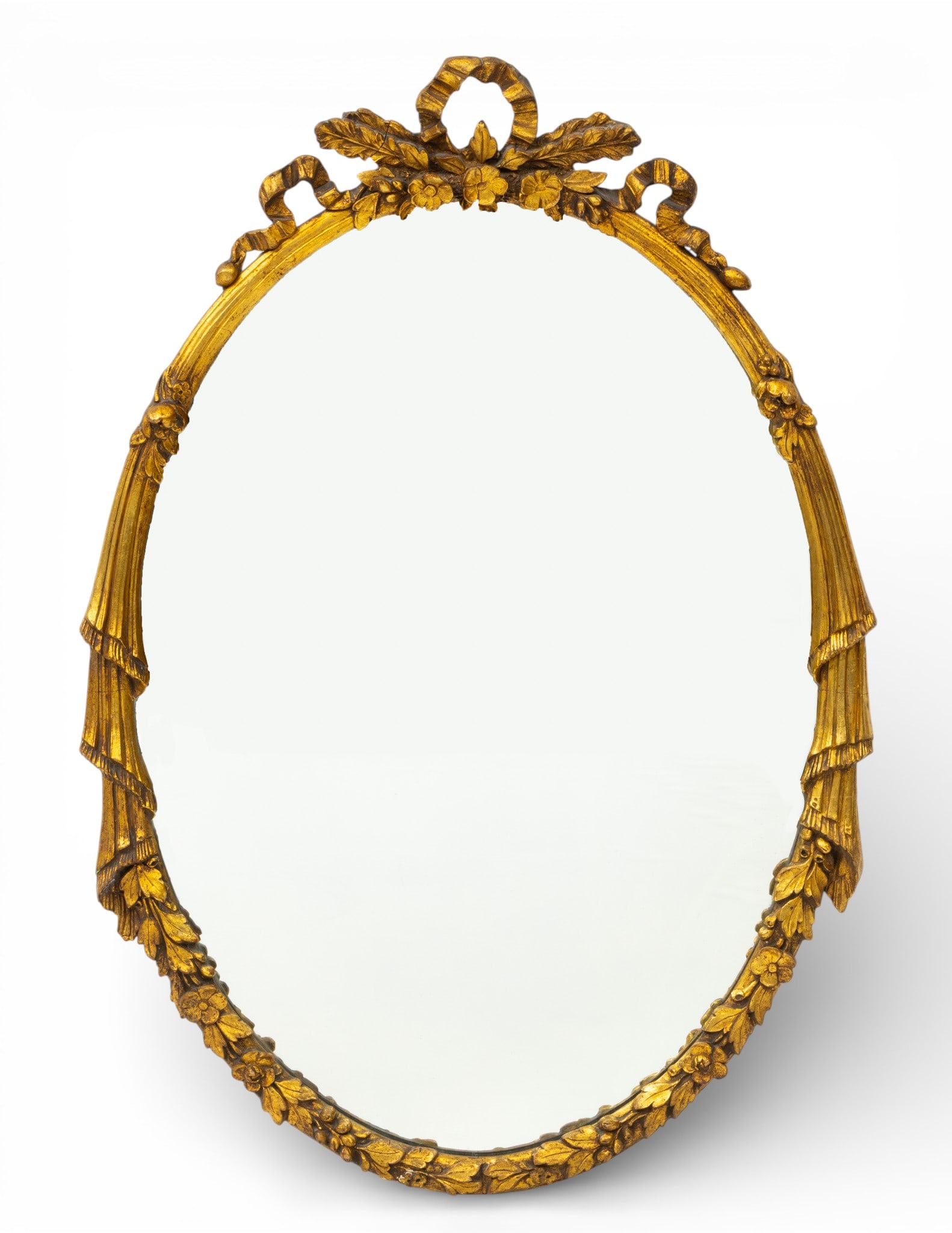 French Louis XVI Style Giltwood and Gesso Mirror, Ca. 20th C., H 32" W 22" (1 of 2)