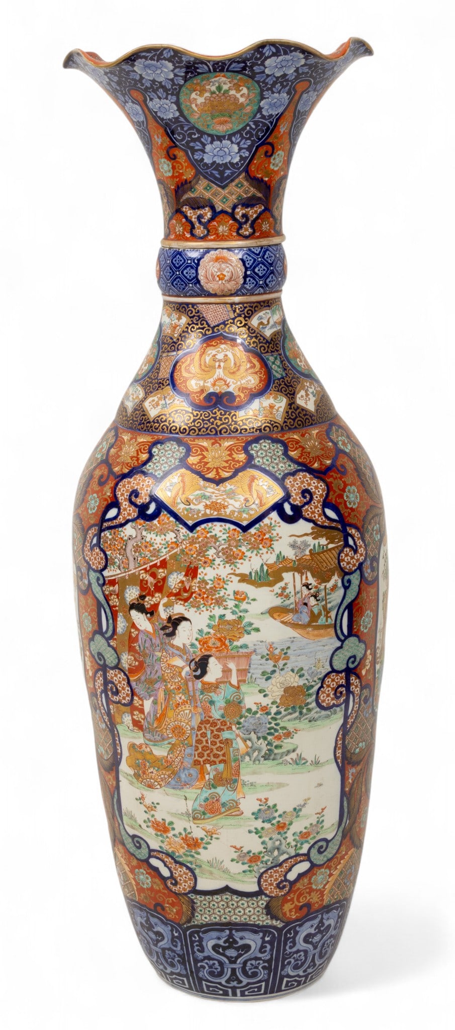Japanese Imari Porcelain Meiji Period Monumental Vase, 20th C., H 65" Dia. 21" (1 of 5)