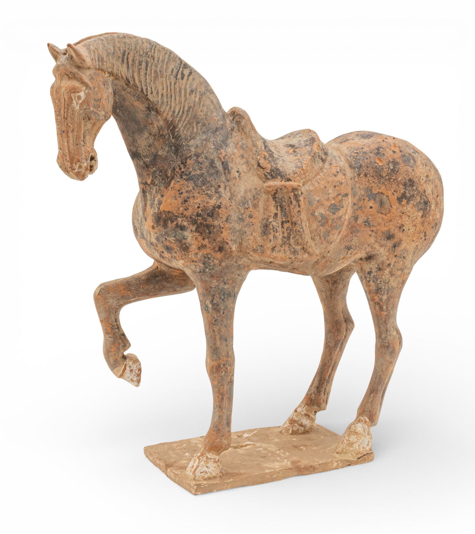 Chinese Tang Dynasty Style Terra Cotta Prancing Horse, H 18.25" W 6" L 17" (1 of 11)