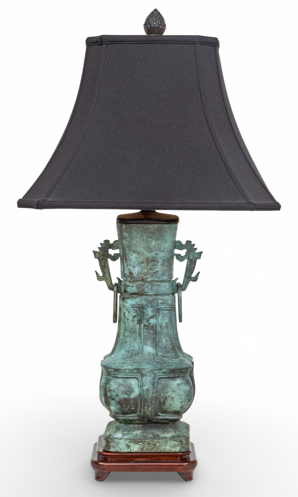Chinese Archaistic Bronze Table Lamp 20th Cent., H 16.5" (1 of 6)