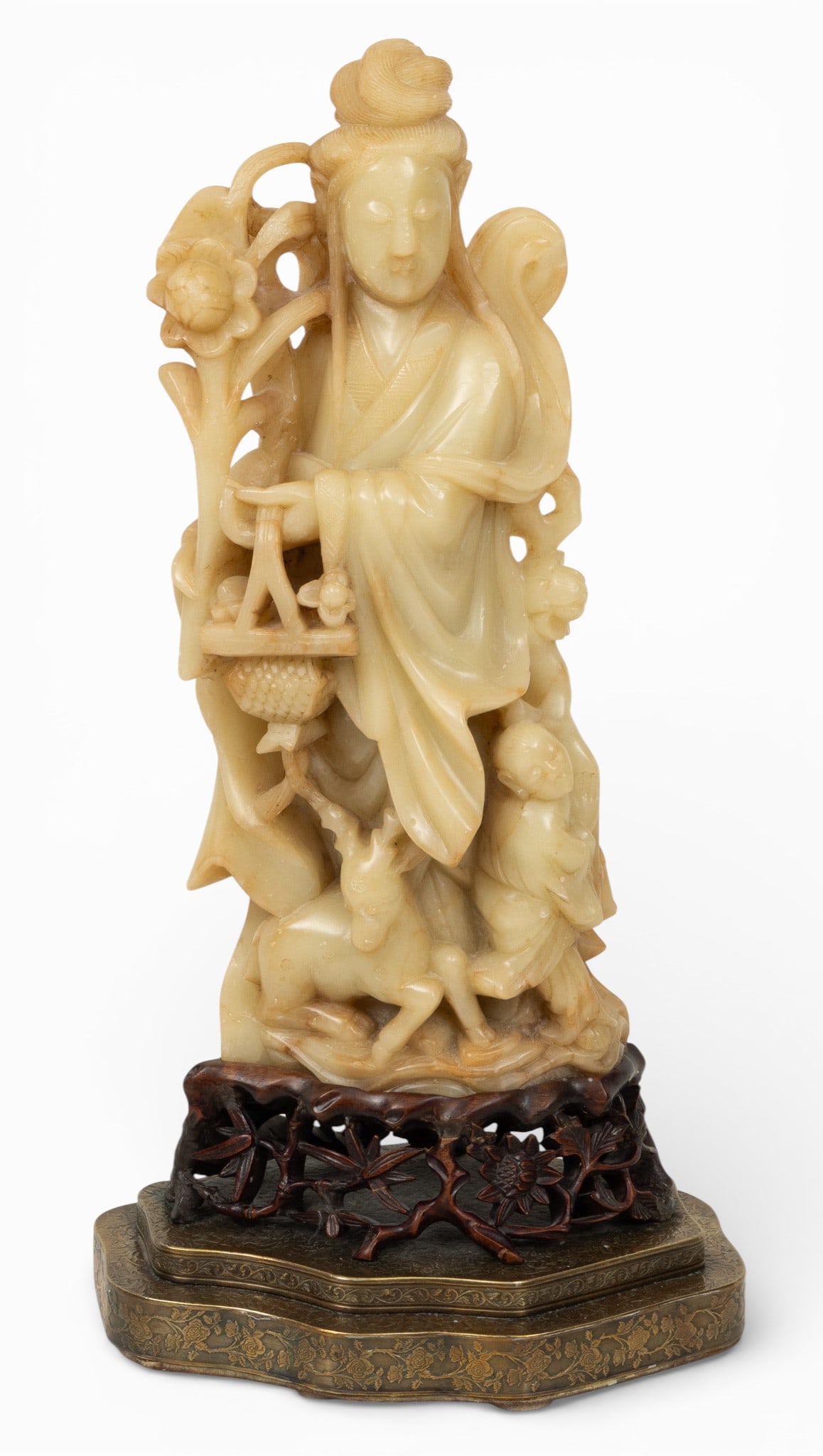 Soapstone Quan Yin Statue, Ca. Early 20th Cent., H 19" W 10" Depth 7" (1 of 5)