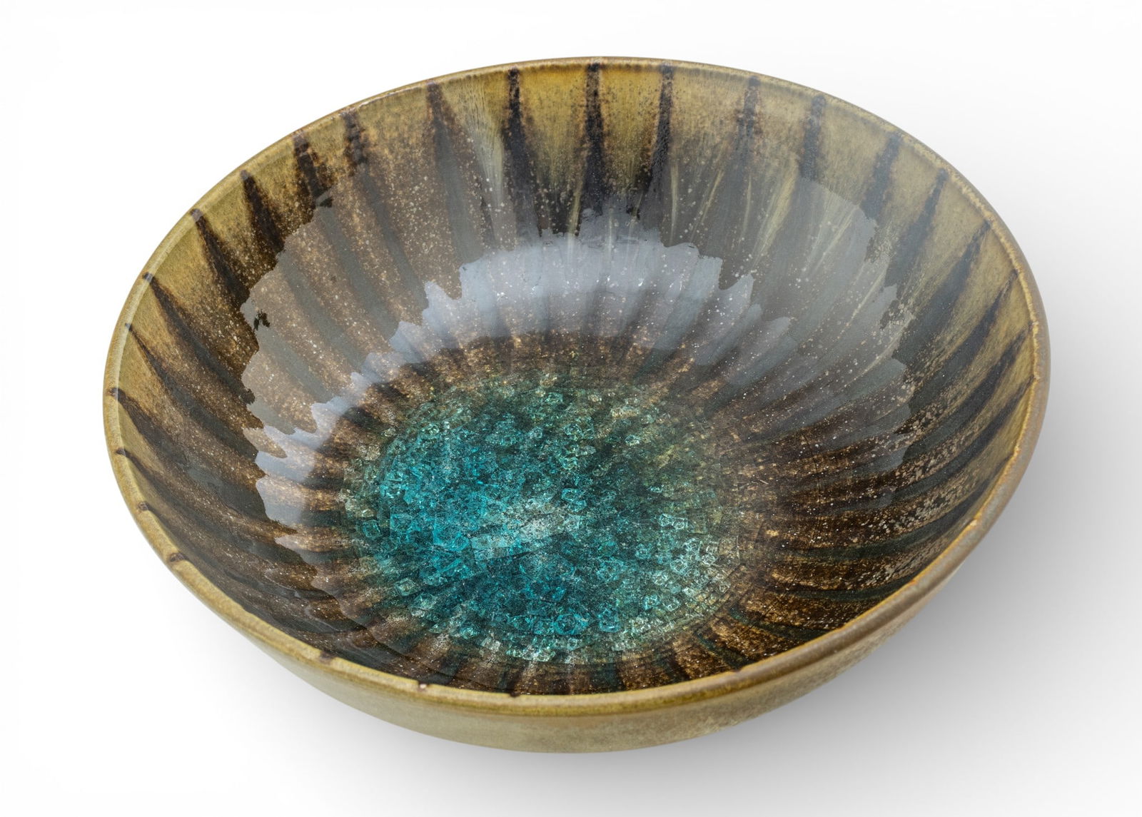 Harding Black (American, 1912-2004) Mid Century Modern Crystalline Glazed Pottery Bowl 1955, H 4" (1 of 7)