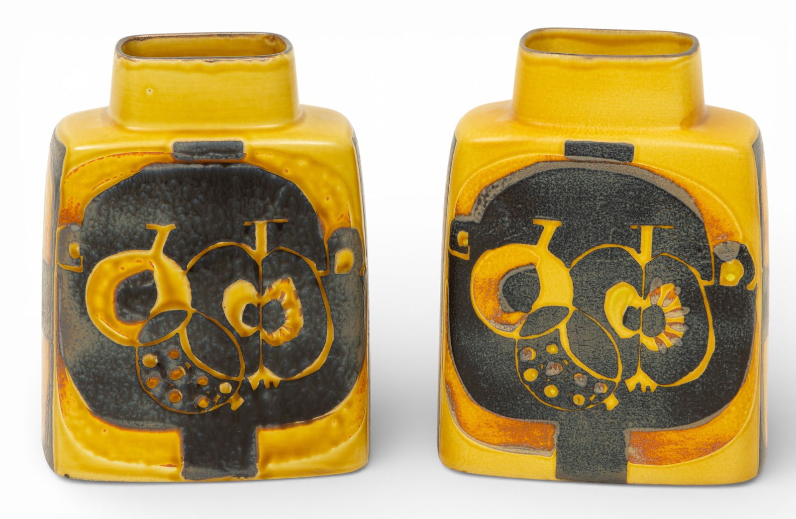 Royal Copenhagen (Danish) Ceramic Vases, Ca. 1970's, H 7.75" W 5.5" Depth 3.25" 1 PAIR (1 of 6)