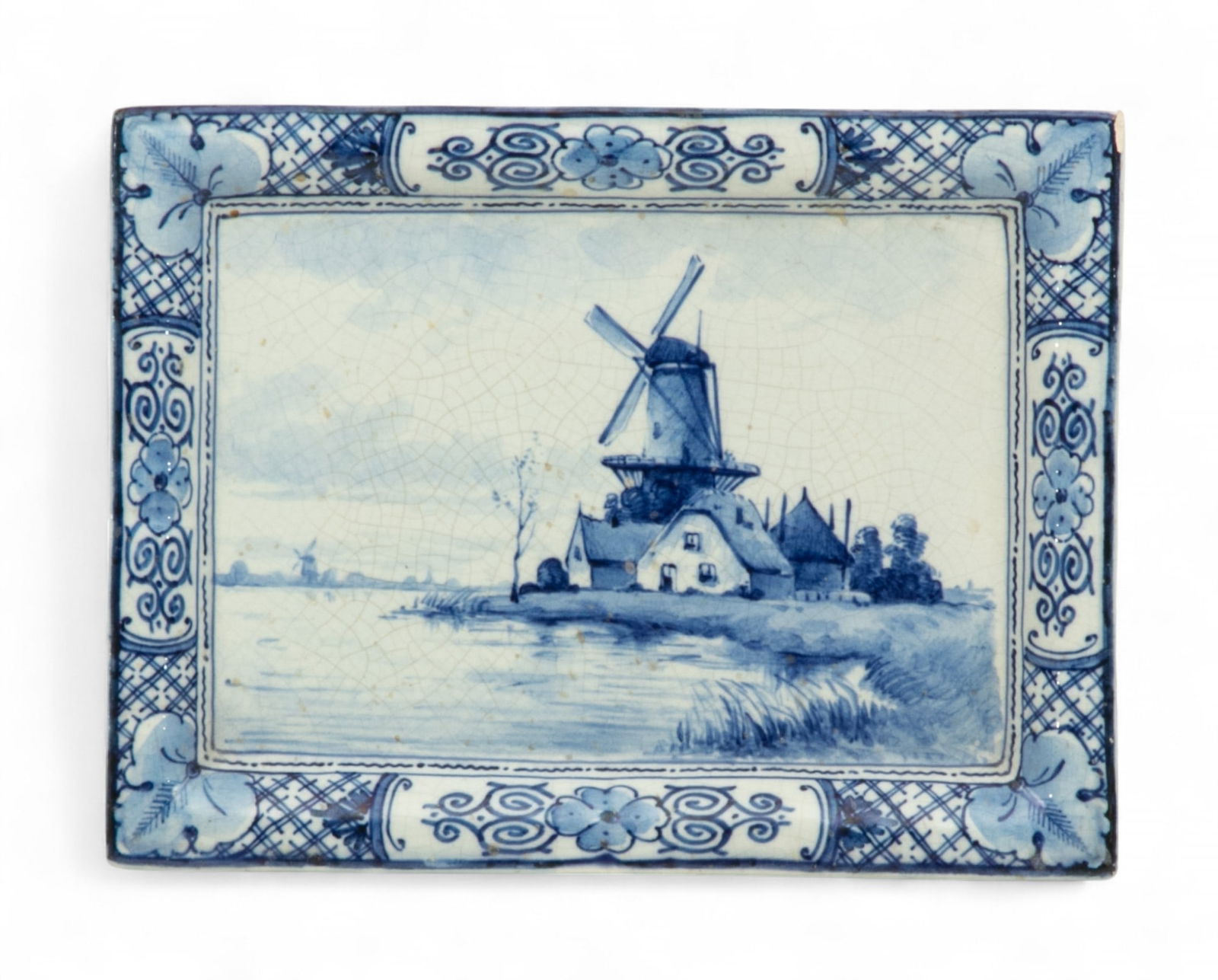 Delft Pottery, (Netherlands) Hand Painted Small Plaque 1940, H 5'' W 6.25'' (1 of 3)