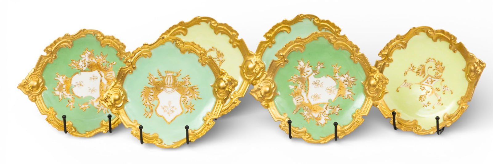 Martin Charles, Limoges (French) Fired Gold on Porcelain Pettit Fours Plates 1890, Dia. 8.75" 6 PCS (1 of 5)