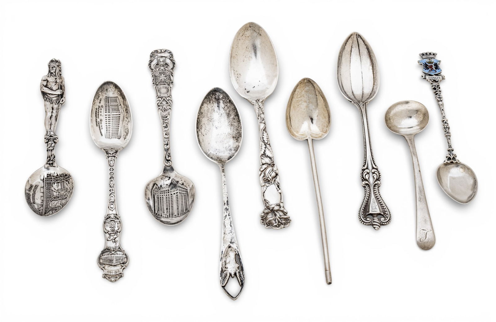 Sterling Silver Spoons Including Souvenir and Masonic Temple 5.36 t oz 9 PCS (1 of 9)