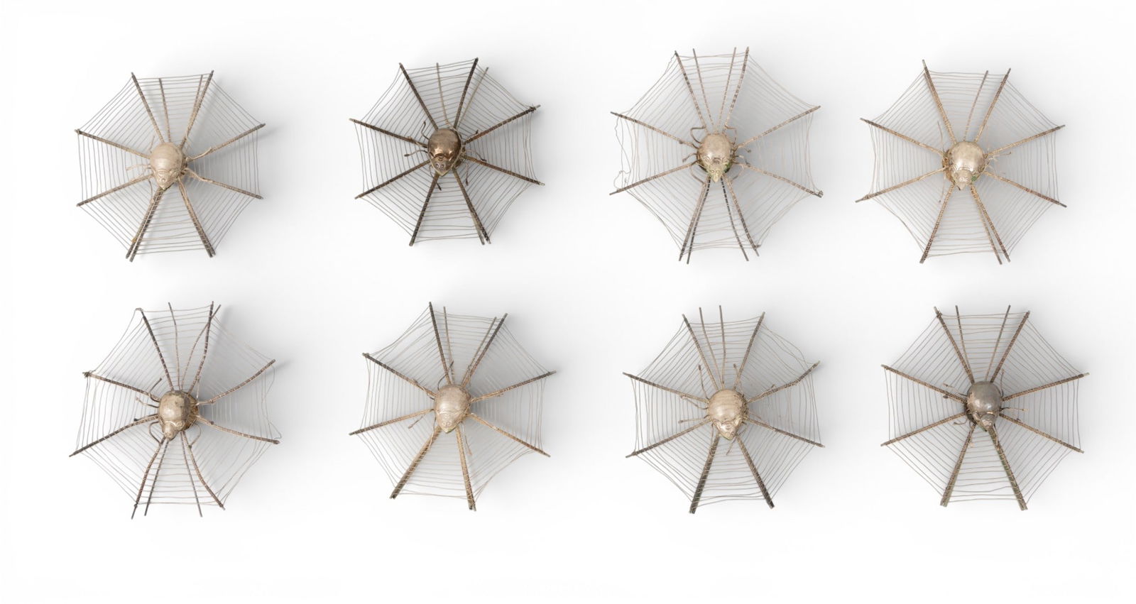 Chinese Export Unmarked Silver Spider Web Place Card Holders, H 2.75" W 2.75" 8 PCS (1 of 5)