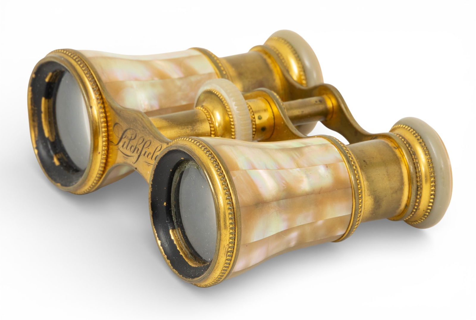 LeMaire Fils (Paris) Mother of Pearl Opera Glasses 1900, W 3.8" (1 of 5)