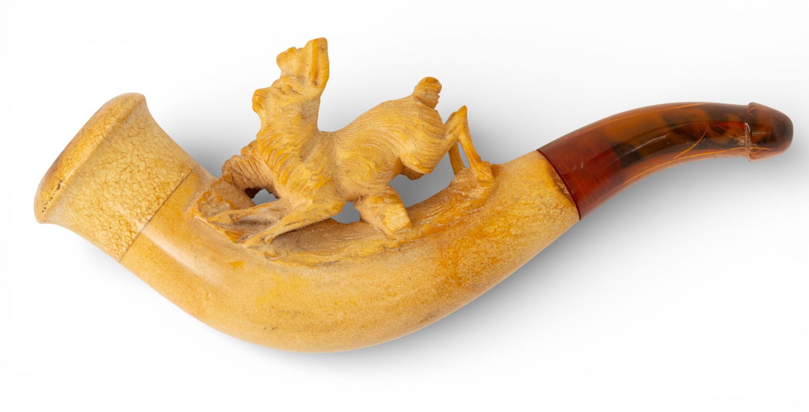 Turkish Carved Meerschaum Cheroot Pipe 1900, L 3.7" (1 of 4)
