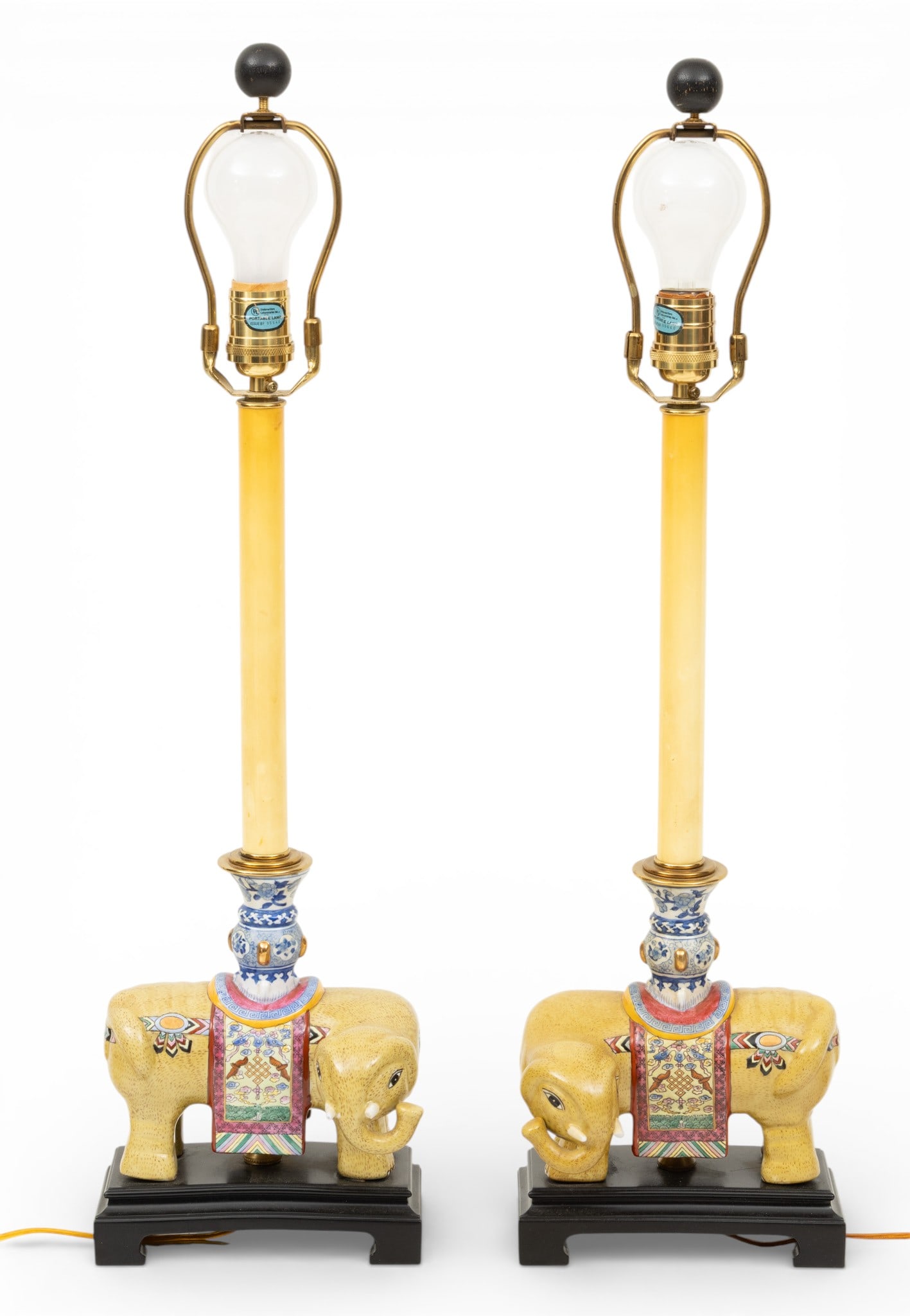 Chinoiserie Porcelain Elephant Form Table Lamps H 26.5" W 7" L 5" 1 PAIR (1 of 5)