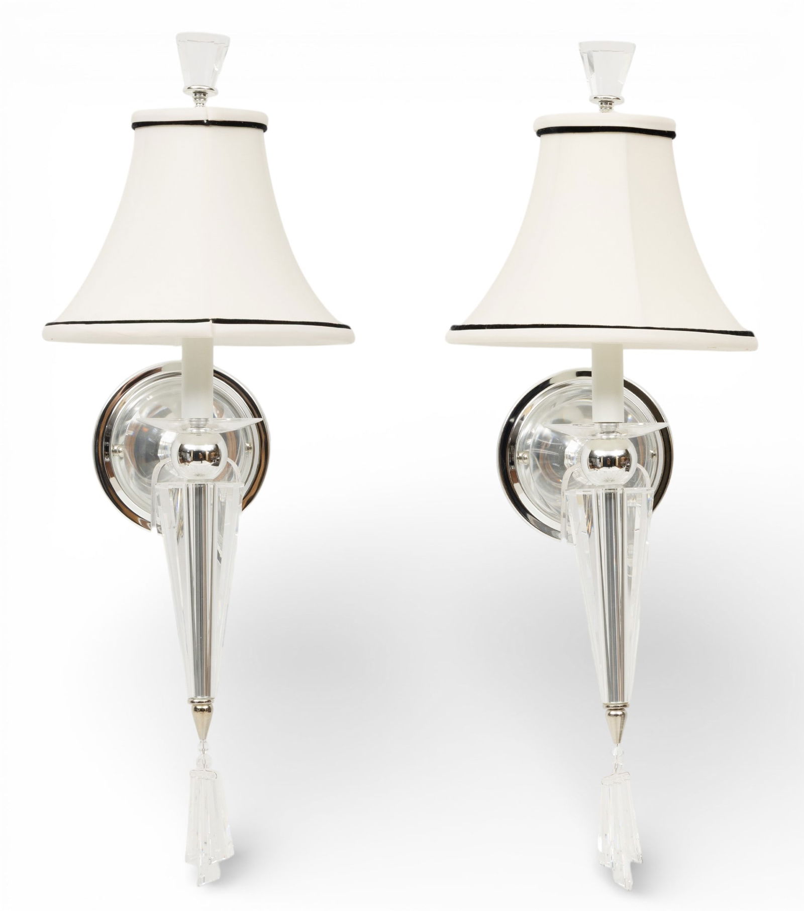 Pair of Crystal Wall Sconces 20th Cent., H 23" W 5" Depth 9" 4 PCS (1 of 6)