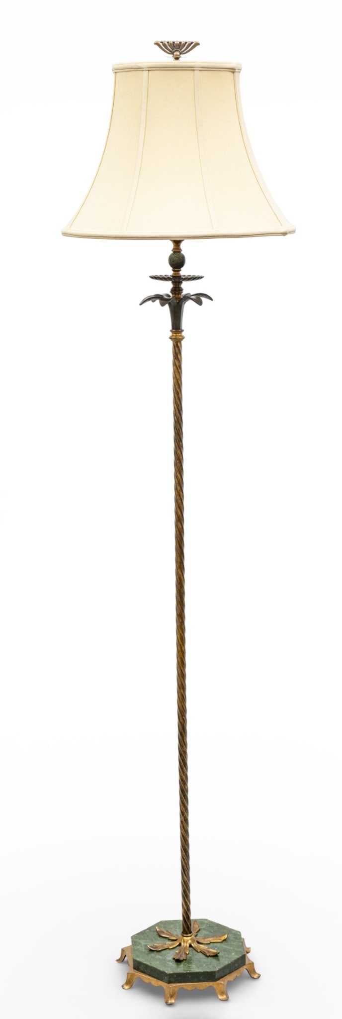 Hollywood Regency Brass Floor Lamp, Ca. 1930, H 68" (1 of 5)