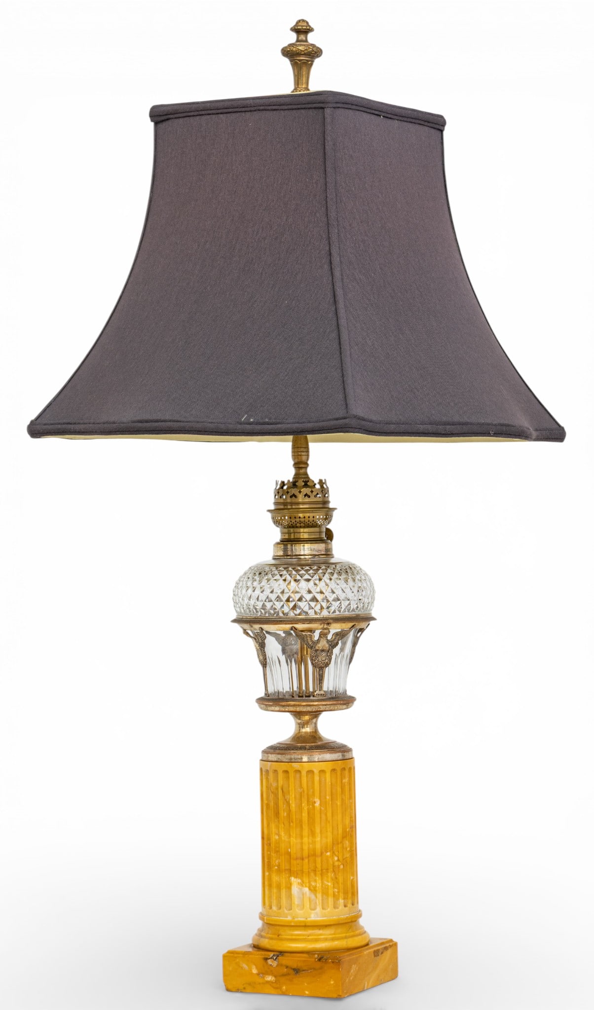 Hugo-Schneider (German) French Empire Style Cut Crystal and Marble Table Lamp H 24" (1 of 4)