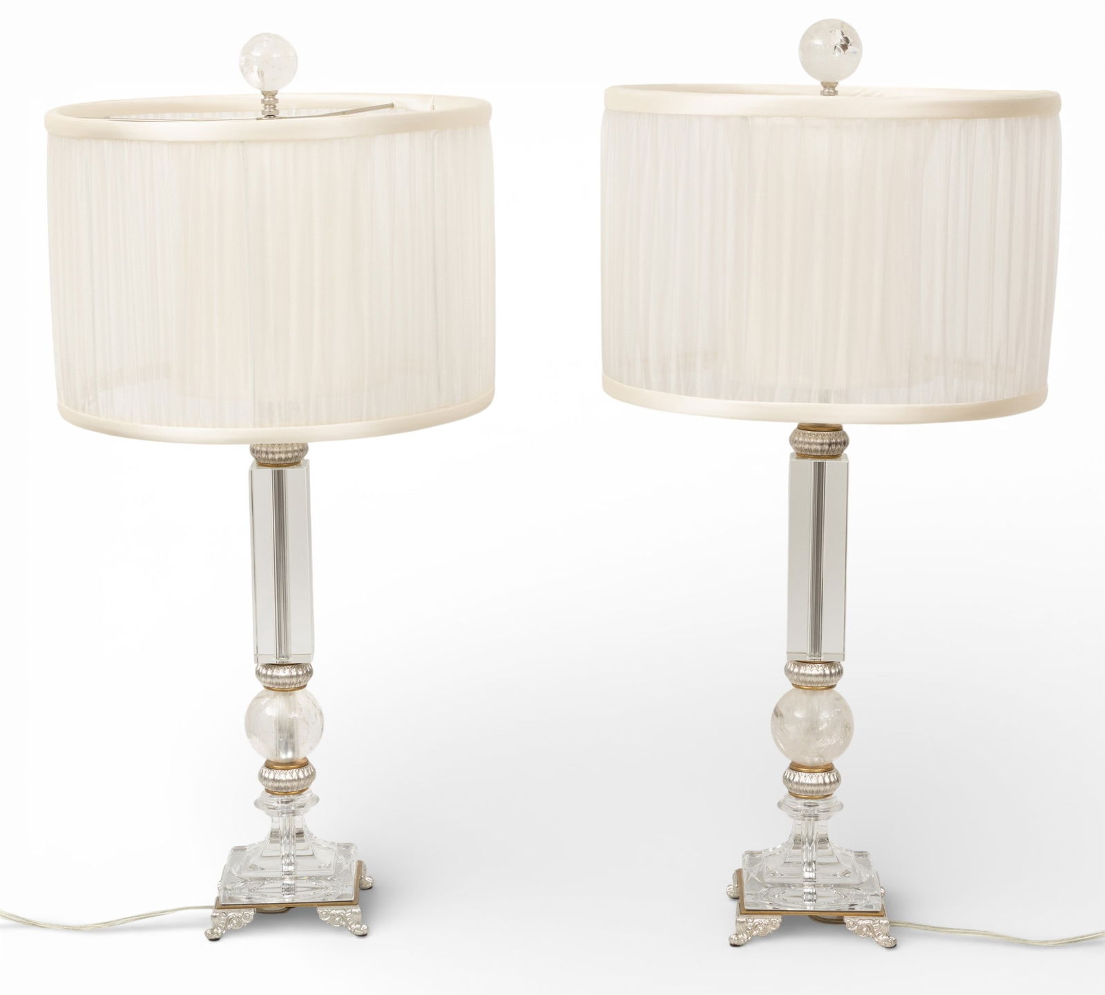 Pair of Schonbek Crystal Column Table Lamps Late 20th Cent., H 30" W 5.5" Depth 5.5" 1 PAIR (1 of 8)