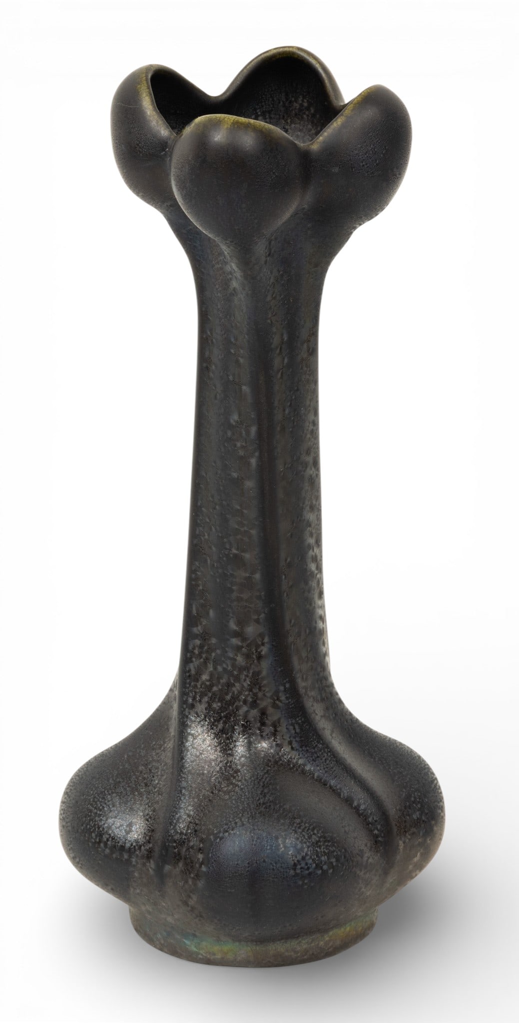 Austrian Art Nouveau Style Heliosine Ware Ceramic Vase, Ca. 1900-1920, H 8.75" W 3.5" Depth 3.5" (1 of 3)
