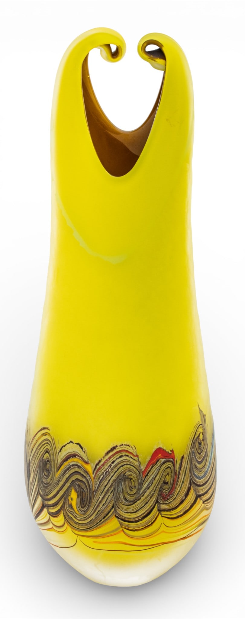 Bill Poceta (American, Detroit) Hand Blown Frosted Cased Glass Vase, 2010, '#9033', H 17" W 6" (1 of 11)