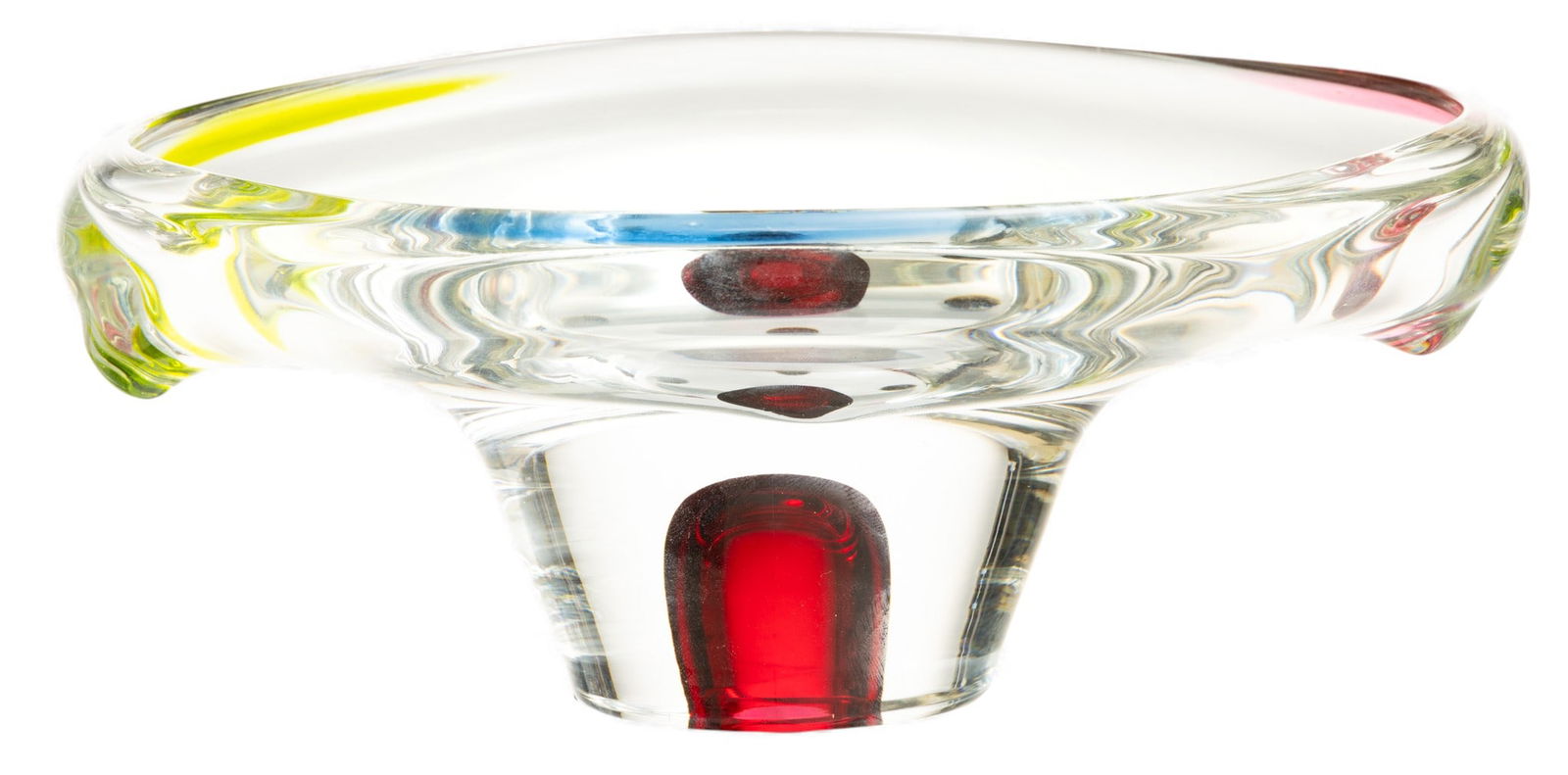 Mid Century Modern Art Glass Centerpiece Bowl H 4" W 6.75" L 9.75" (1 of 4)