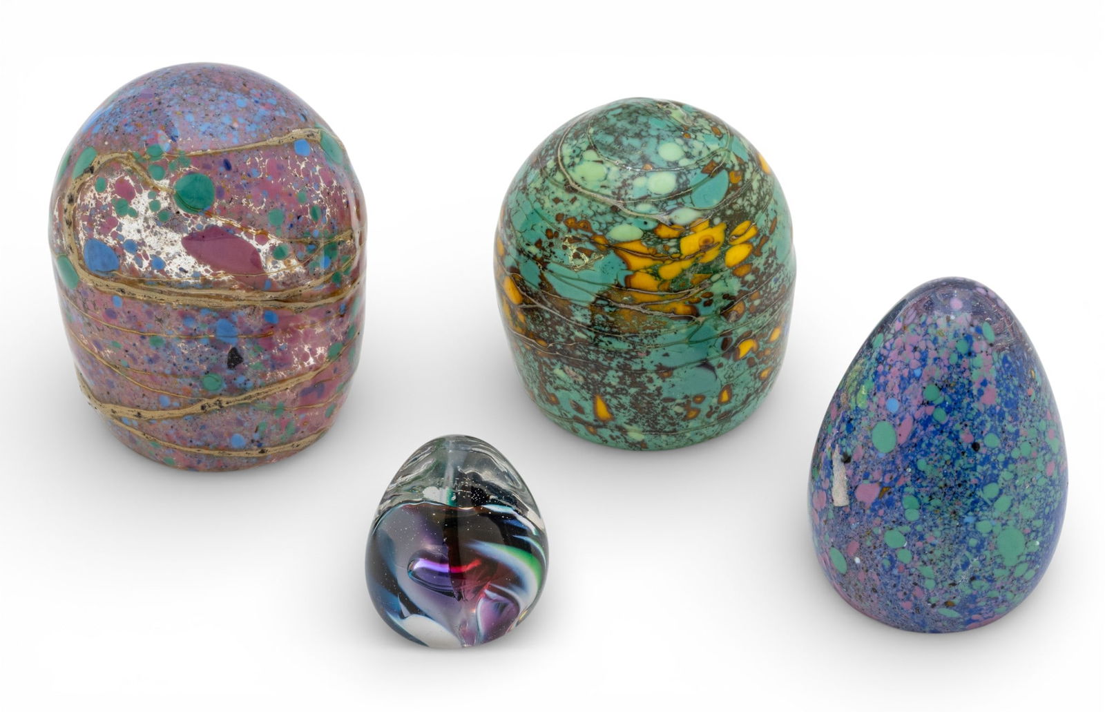 Blown Glass Paper Weights 1950, H 3.5" 4 PCS (1 of 4)