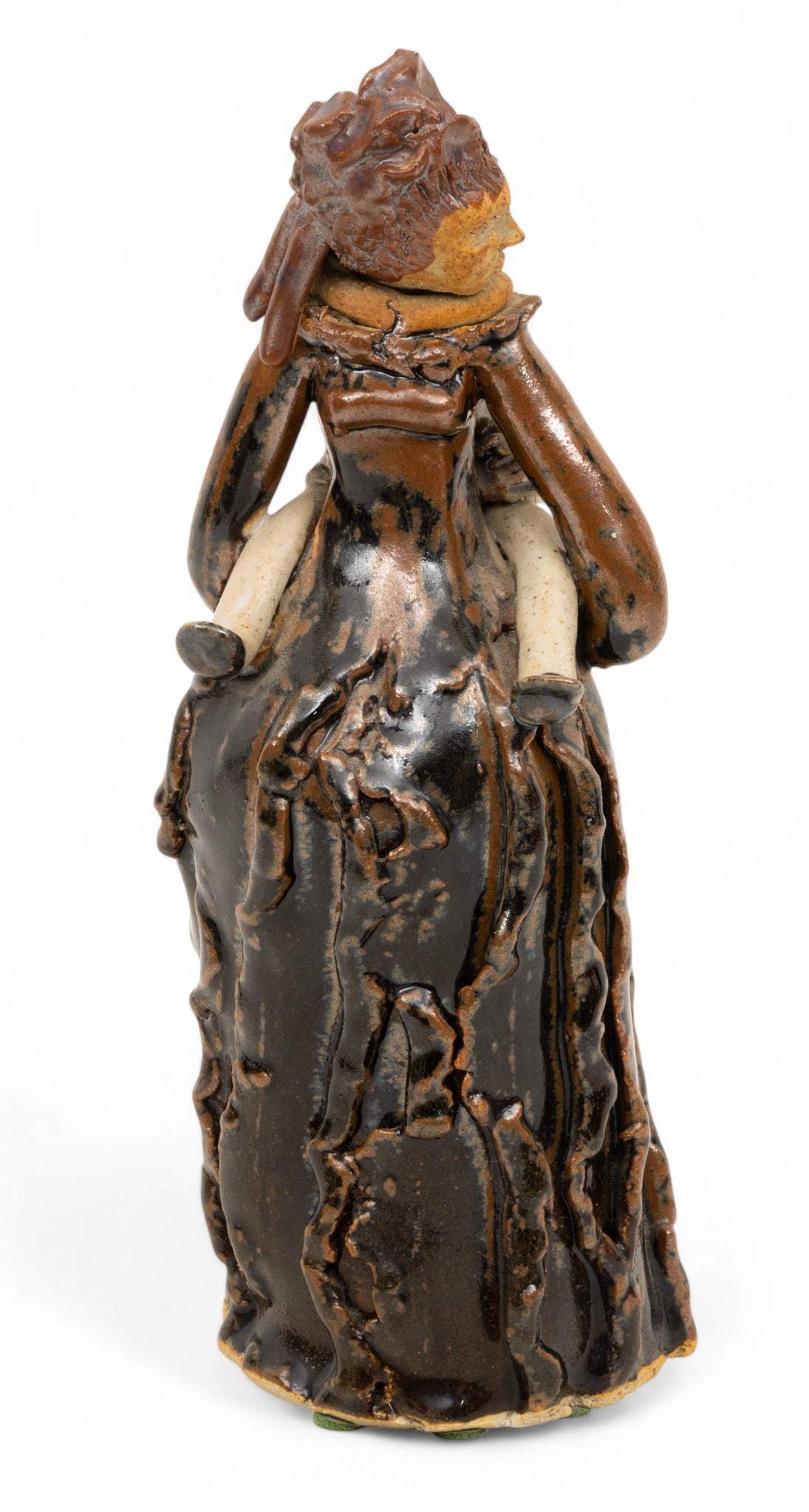 John Glick (American, MI, 1938-2017) Plum Tree Pottery Figurine, Ca. 2000, 'Piggy Back', H 9.75" (1 of 5)