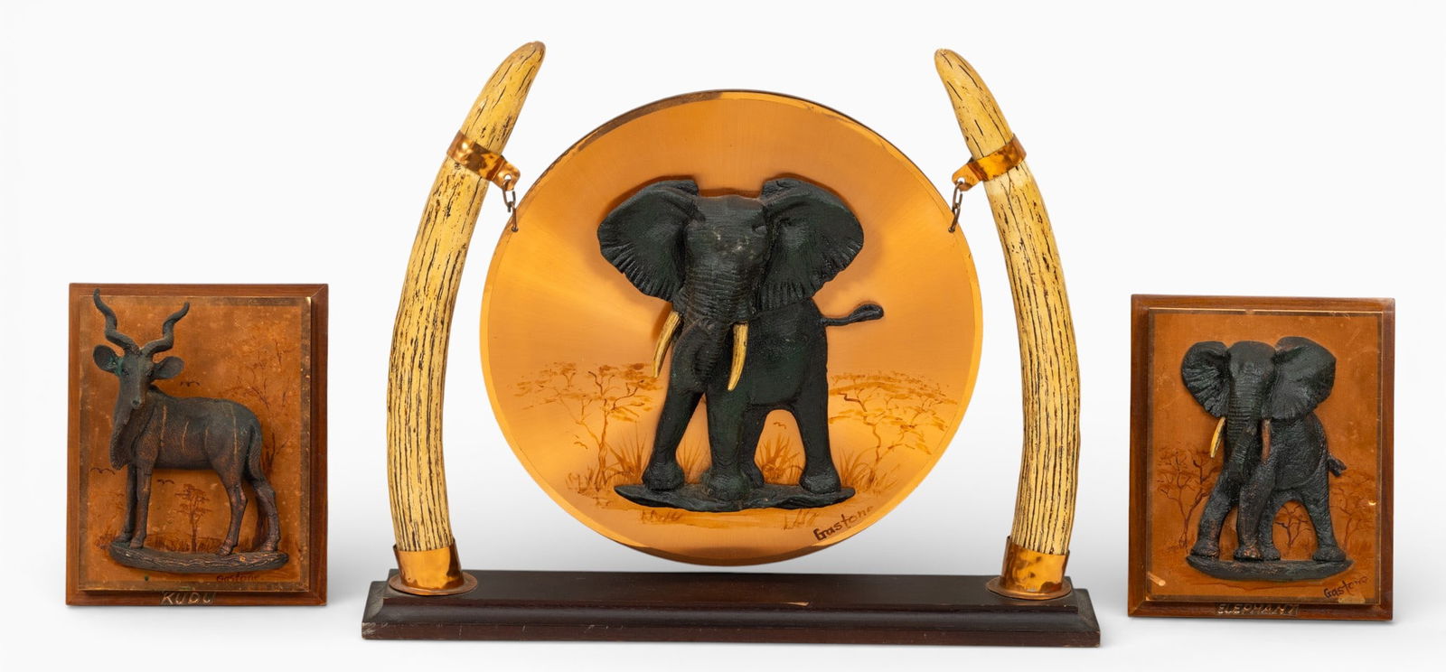 Salisbury, Rhodesia Copper and Carved Wood Plaques 1970, H 14" L 17" 3 PCS (1 of 8)