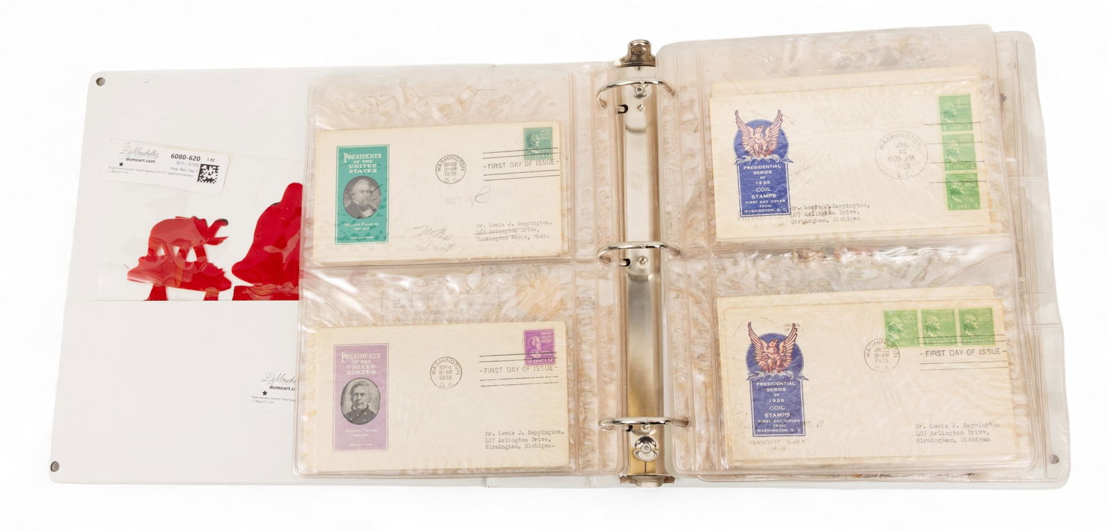 'Inverted 'Head'SingleStamp, MS-65, & F.D.Covers - Sappington Collection ( 1-white Album)11", 9"w.' (1 of 6)