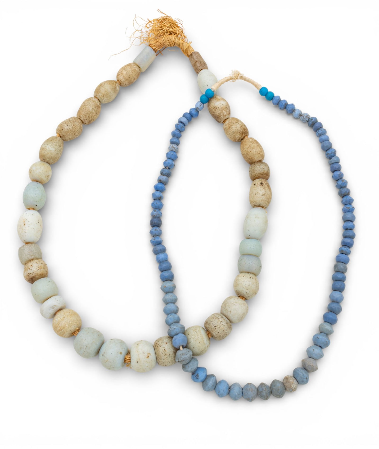 African Trade Bead Necklaces, Blue, 2 PCS (1 of 5)