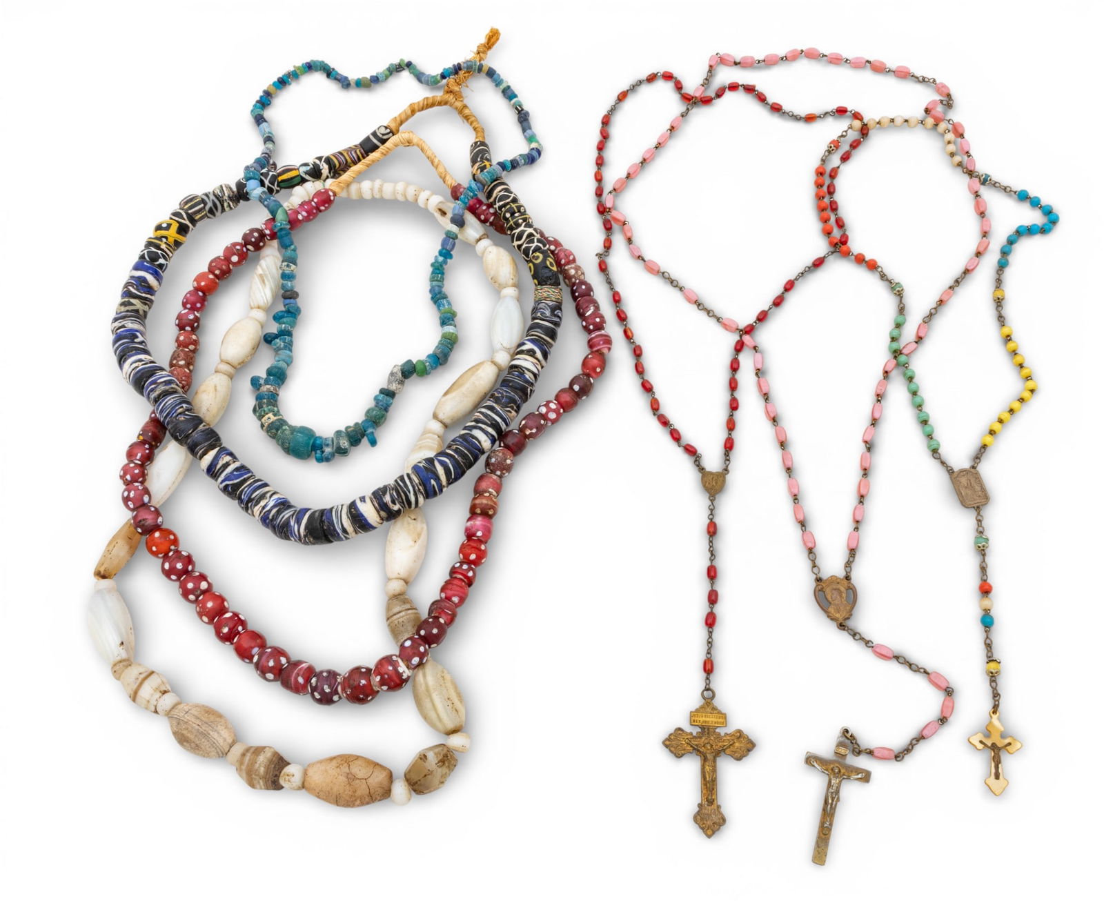 African Glass Trade Bead Necklace Group, 7 PCS (1 of 10)