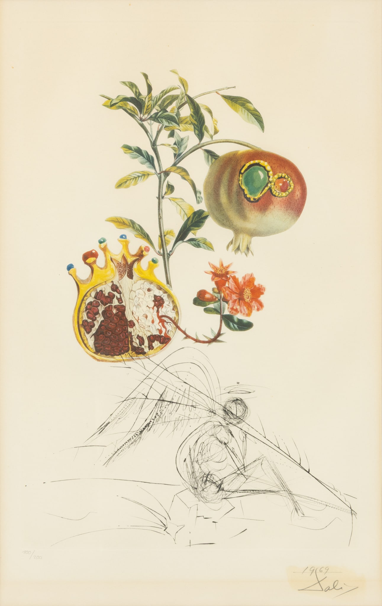 Salvador Dali (Spanish, 1904-1989) Photolithograph with Engraving on BFK Rives Paper, 1969, 'Grenade (1 of 7)