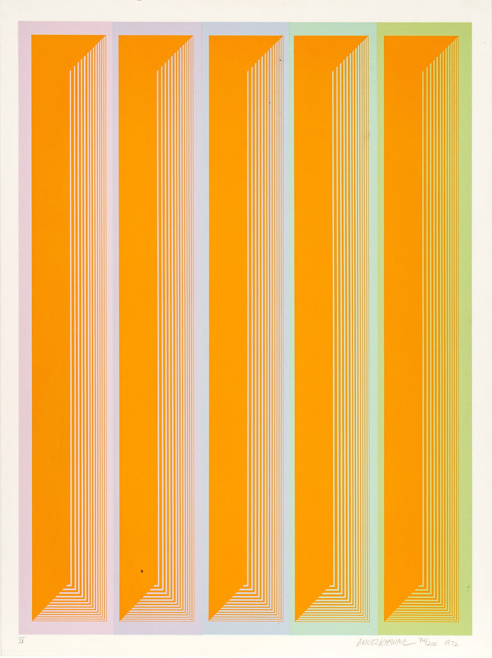 Richard Anuszkiewicz (American, 1930-2020) Screeprint in Colors on Paper 1972, 'Sequential IV', H (1 of 8)